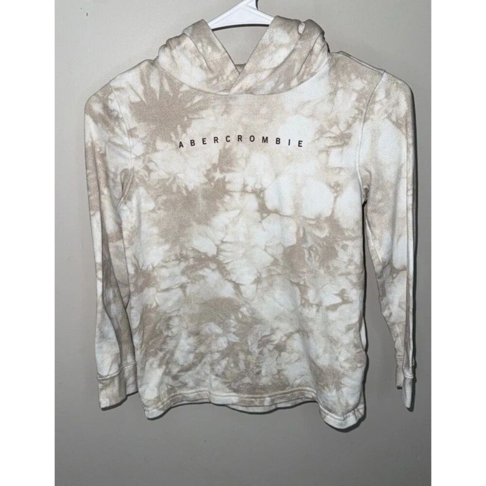 abercrombie kids Tie Dye Fleece Hoodie Tan Cream 7/8